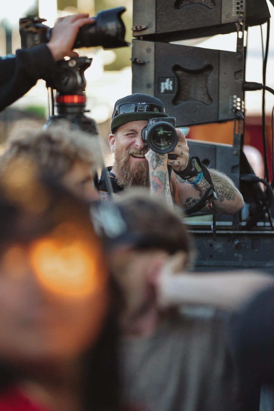 Graeme Foote on the rail, shooting a show